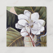 ホワイトマグノリアフラワーヴィンテージ植物学 スクエア名刺 (裏面)