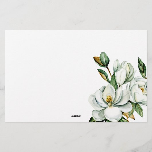 ホワイトマグノリアフローラデイトナイトアイディアシャワーゲーム 便箋 (裏面)