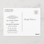 ホワイトマグノリアフローラネイビーブルー日付の変更 ポストカード (裏面)