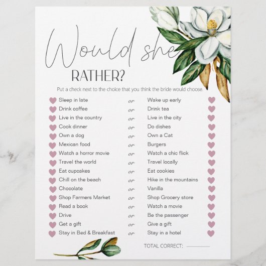 ホワイトマグノリアフローラブライダルゲームは彼女はむしろ彼女だろう (正面)