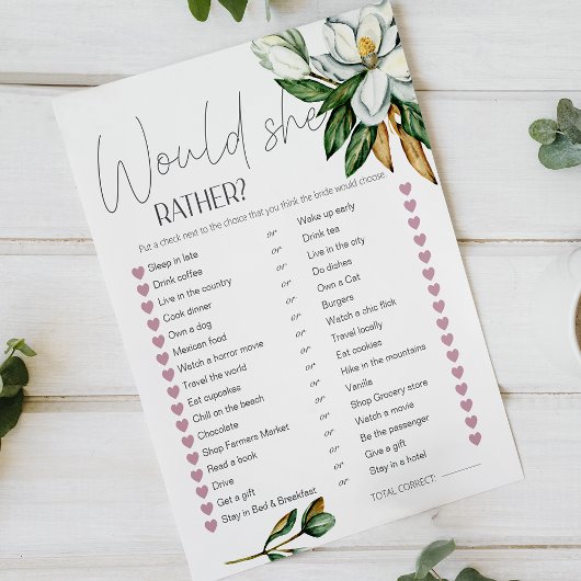 ホワイトマグノリアフローラブライダルゲームは彼女はむしろ彼女だろう