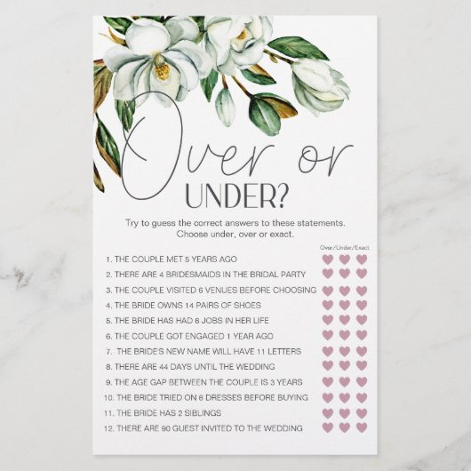 ホワイトマグノリアフローラブライダルゲームオーバー チラシ (正面)