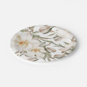 ホワイトマグノリアフローラブライダルシャワーグリーンリー ペーパープレート (アングル)