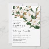 ホワイトマグノリアフローラベビーシャワー招待状 招待状 (正面)