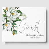 ホワイトマグノリアフローラルスタ結婚ス ゲストブック (正面)