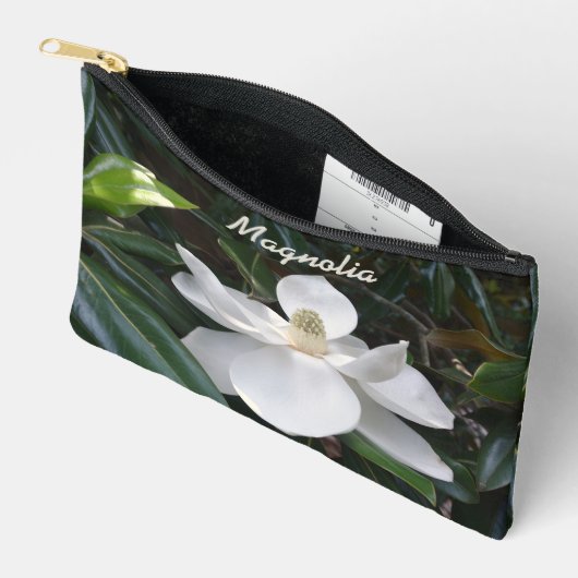 ホワイトマグノリアフローラ写真植物学 アクセサリーポーチ (見開き)