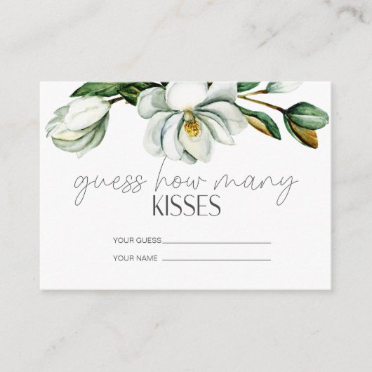 ホワイトマグノリアフローラ数キスブライダルゲーム エンクロージャーカード (正面)