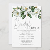 ホワイトマグノリアフローラ素朴ブライダルシャワー 招待状 (正面)