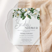 ホワイトマグノリアフローラ素朴ブライダルシャワー 招待状