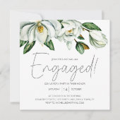 ホワイトマグノリアフローラ素朴婚約招待状 (正面)