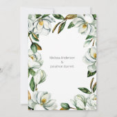 ホワイトマグノリアフローラ素朴婚約招待状 招待状 (裏面)