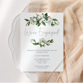 ホワイトマグノリアフローラ素朴婚約招待状 招待状