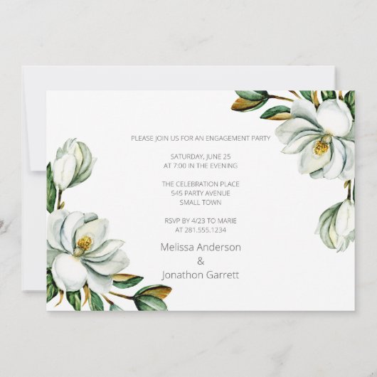 ホワイトマグノリアフローラ素朴婚約 案内状 (裏面)