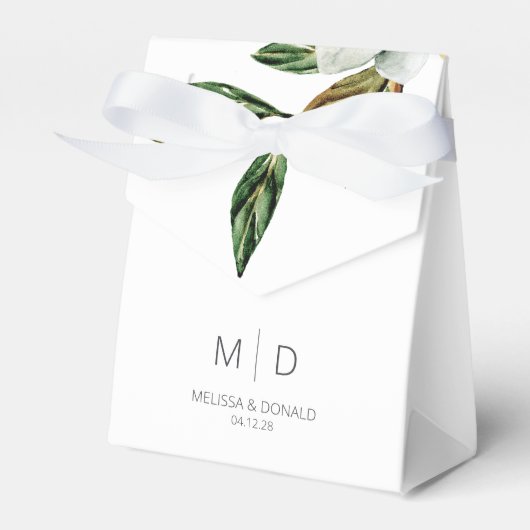 ホワイトマグノリアフローラ結婚式の引き出物ボックス フェイバーボックス (正面サイド)
