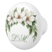 ホワイトマグノリアブロッサムフローラグリーナリーモノグラム セラミックノブ (右)