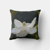 ホワイトマグノリアブロッサムフローラボタニカルダークグリーン クッション (裏面)