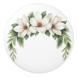 ホワイトマグノリアブロッサムフローラ緑 セラミックノブ