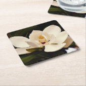 ホワイトマグノリアブロッサム紙コースター スクエアペーパーコースター (アングル)