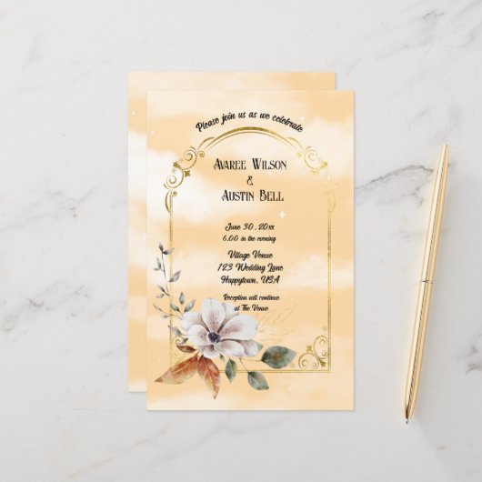 ホワイトマグノリアブロッサム金ゴールドフレーム (正面/裏面インサイチュ)