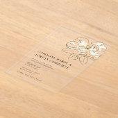 ホワイトマグノリアモダンイラストレーション結婚ズ アクリル招待状 (レイダウン)