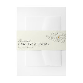 ホワイトマグノリアモダンイラストレーション結婚ズ 招待状ベリーバンド