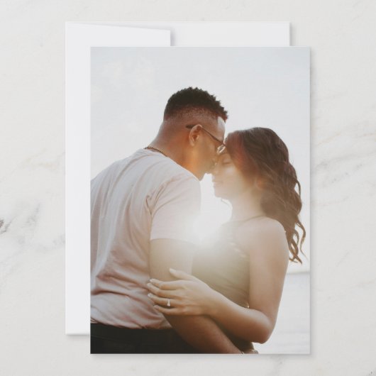 ホワイトマグノリアモダンミニマル結婚の写真 セーブザデート (裏面)