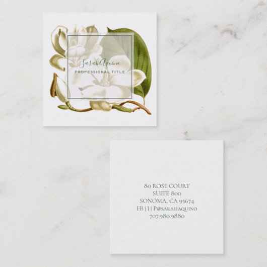 ホワイトマグノリアモノグラムのスフローラ スクエア名刺 (正面/裏面)