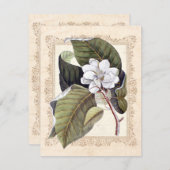 ホワイトマグノリア南部の結婚式の日付を保存 セーブザデート (正面/裏面)