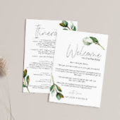 ホワイトマグノリア素朴ウェルカムレター&旅程 ノートカード