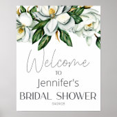 ホワイトマグノリア素朴フローラエレガントブライダルシャワー ポスター (正面)