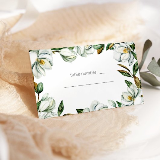 ホワイトマグノリア素朴フローラ結婚の護衛カード プレイスカード