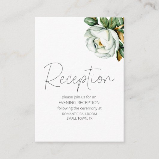 ホワイトマグノリア素朴フローラ結婚ズ エンクロージャーカード (正面)