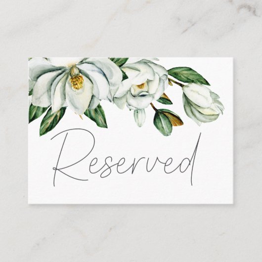 ホワイトマグノリア素朴フローラ結婚座席表 プレイスカード (正面)