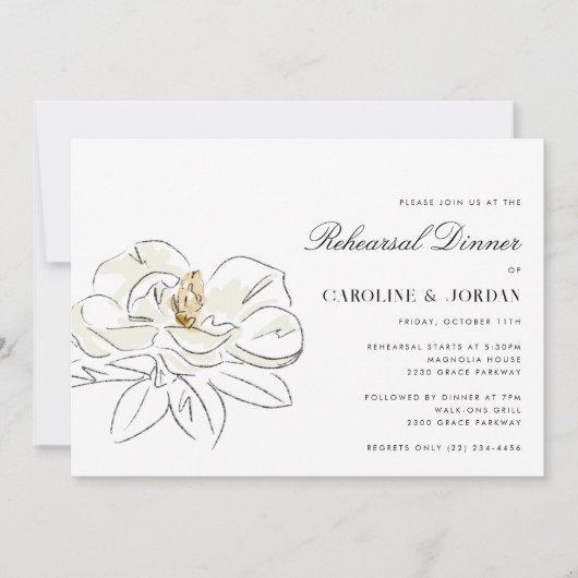 ホワイトマグノリア結婚のリハーサルディナー 招待状 (正面)
