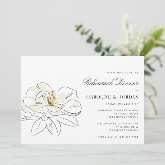 ホワイトマグノリア結婚のリハーサルディナー 招待状 (スタンド正面)