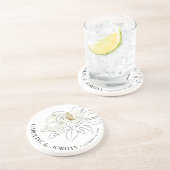 ホワイトマグノリア結婚イラストレーション名前をカスタムする コースター (側面)
