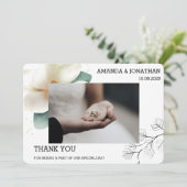 ホワイトマグノリア結婚フォトフラットサンキューカード サンキューカード (スタンド正面)