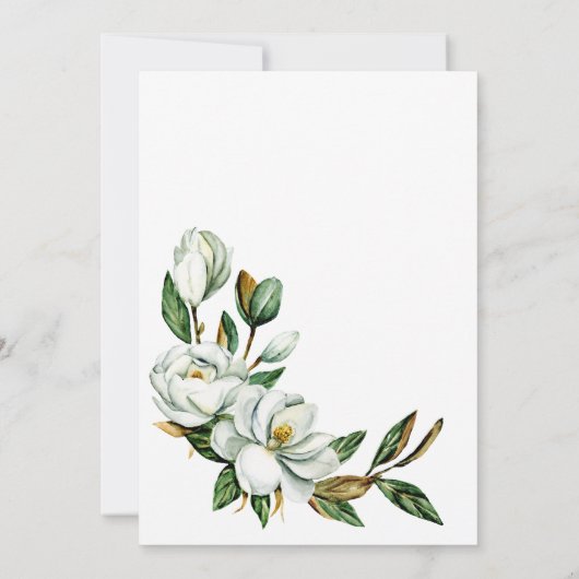 ホワイトマグノリア結婚フローラたった今結婚しました 招待状 (裏面)