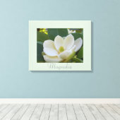 ホワイトマグノリア花アート自然写真 キャンバスプリント (インサイチュ (ウッドフロア))