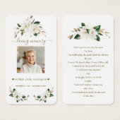 ホワイトマグノリア花写真葬式祈りの言葉 (正面&裏面)