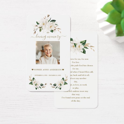 ホワイトマグノリア花写真葬式祈りの言葉 (デスク)