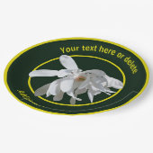 ホワイトマグノリア花自然パーソナライズされたパーティー ペーパープレート (アングル)