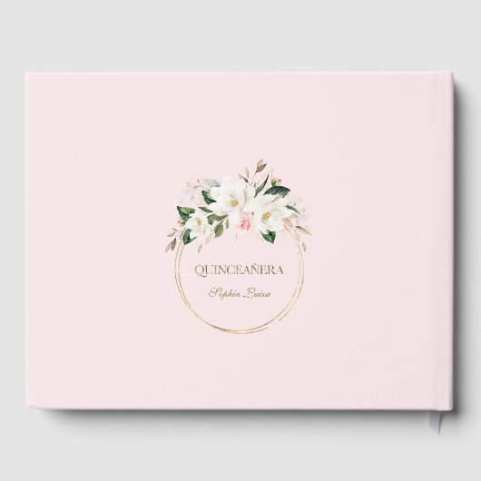 ホワイトマグノリア赤面フローラ金ゴールドキンセアニラ ゲストブック (裏面)