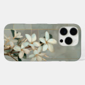 ホワイトマグノリア フラワー ゴールドライン マーブル Case-Mate iPhoneケース (裏面 (横))