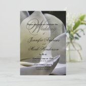 ホワイトマグノリア – 結婚式招待状 – 白黒 招待状 (スタンド正面)