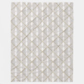 ホワイトマザーオブパールと金ゴールドモノグラム フリースブランケット (正面)