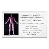 ホワイトマッサージセラピーカイロプラクティックドクターメディカル マグネット名刺 (正面)