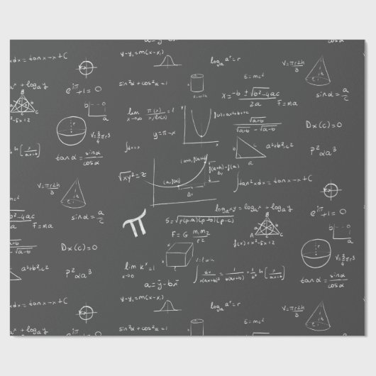 ホワイトマテマティックの数式と数式ダークグレー ラッピングペーパー (フラット)