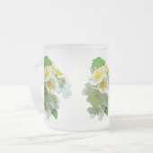 ホワイトマルチフローラバラワイルドフラワー フロストグラスマグカップ (正面左)