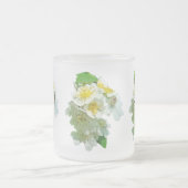 ホワイトマルチフローラバラワイルドフラワー フロストグラスマグカップ (中央)